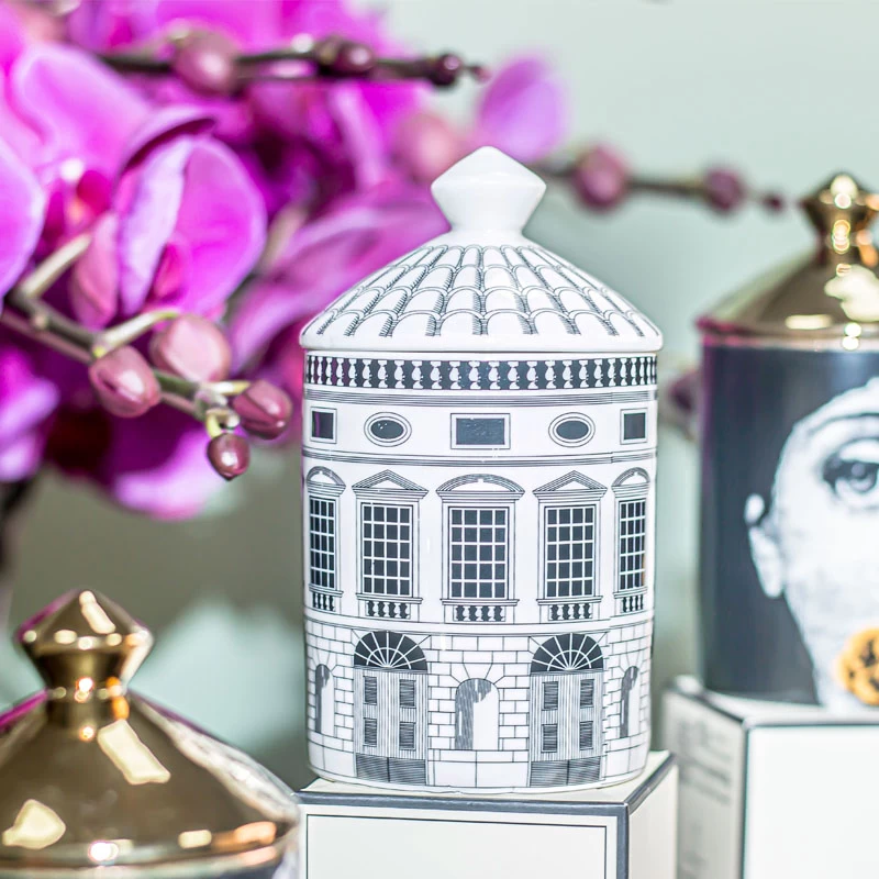 Ceramic Candle Jar with Lid for Scented Candle OEM & ODM, European Architecture-Large