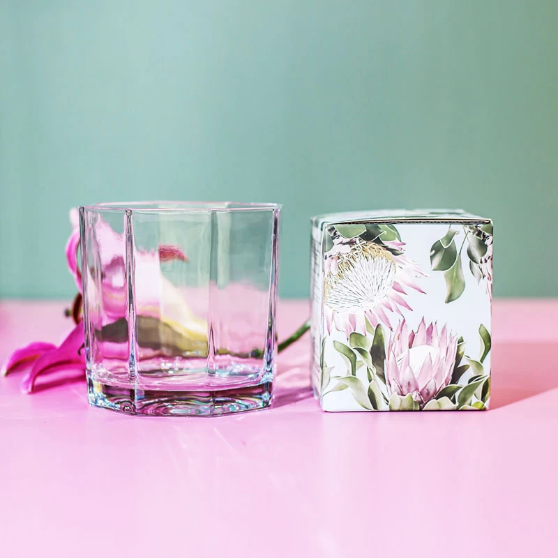 3 wick Octangle Clear Glassware  Candle Holder 23oz Fills for Scented Candle