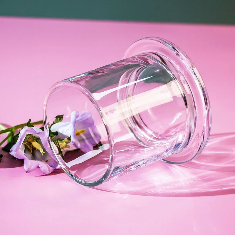 5 oz candle jar clear glass with foot stand
