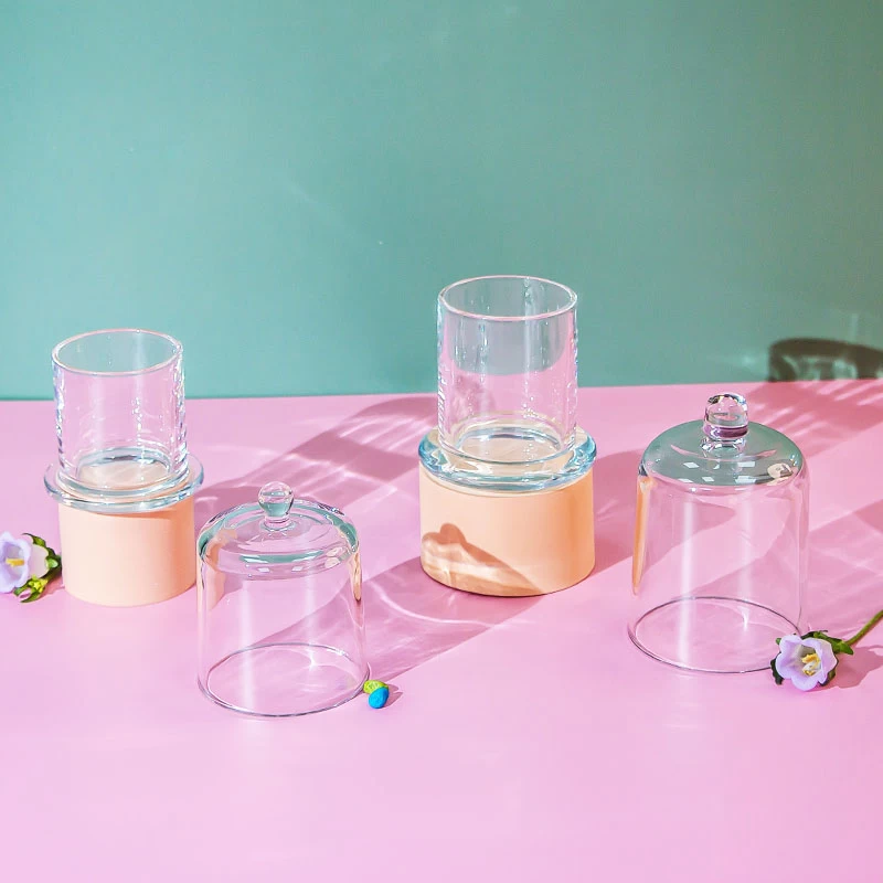5 oz candle jar clear glass with foot stand