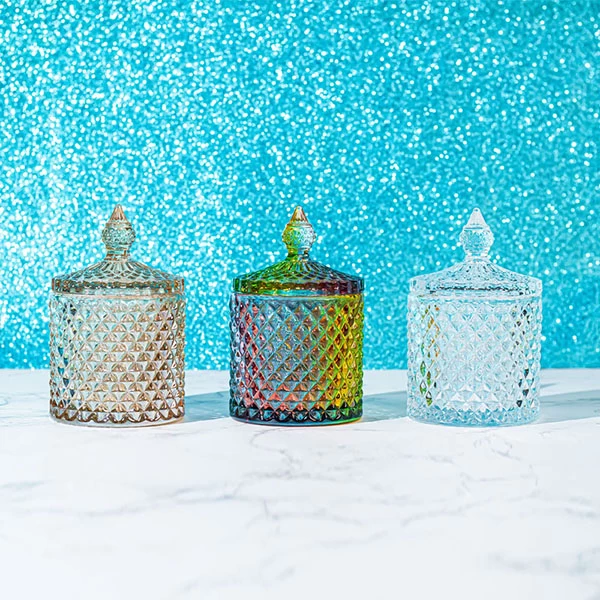 china geo cut glass candle jar wholesale