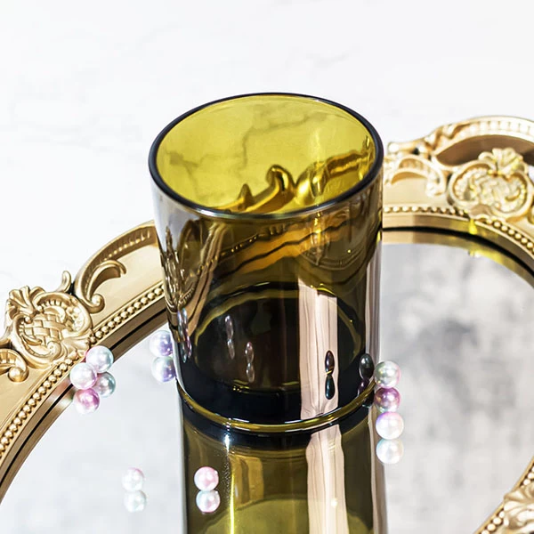 china olive green glass candle jar wholesale