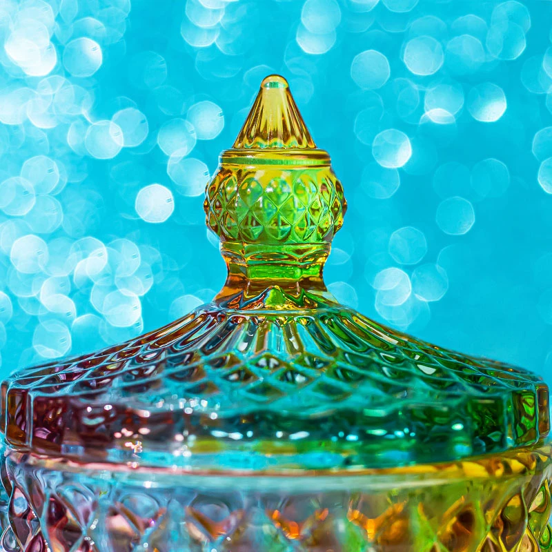 Luxury Glass Apothecary Jars Embossed Candle Making Container with Lid