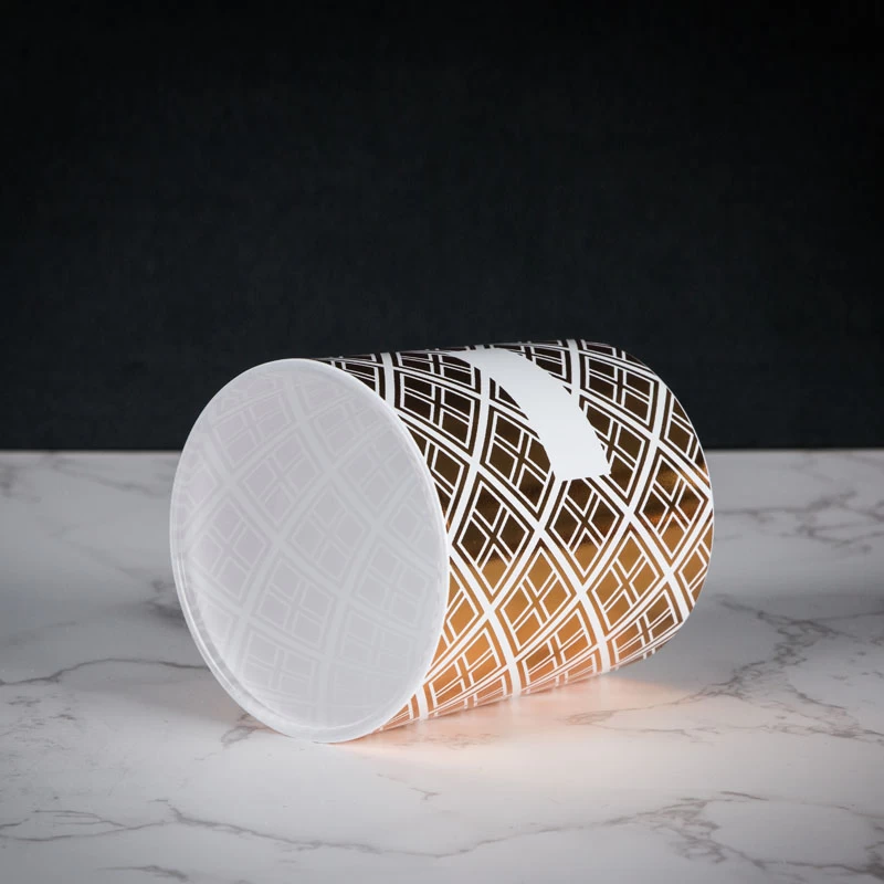 hot stamping gold candle holder glass with white color sprays