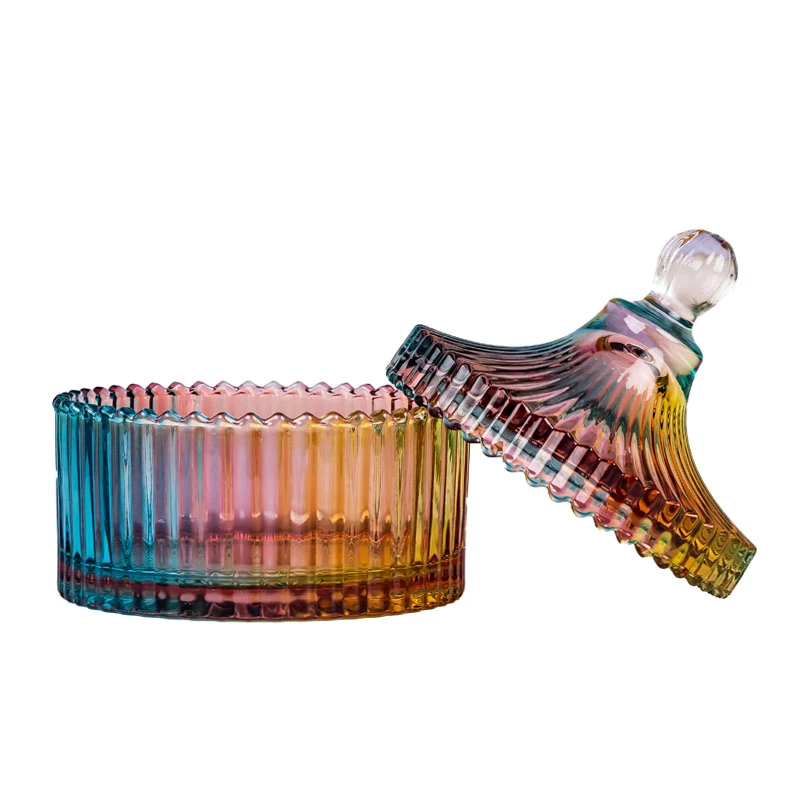 Transparent Spray Bulk Glass Candle Jar With Lid