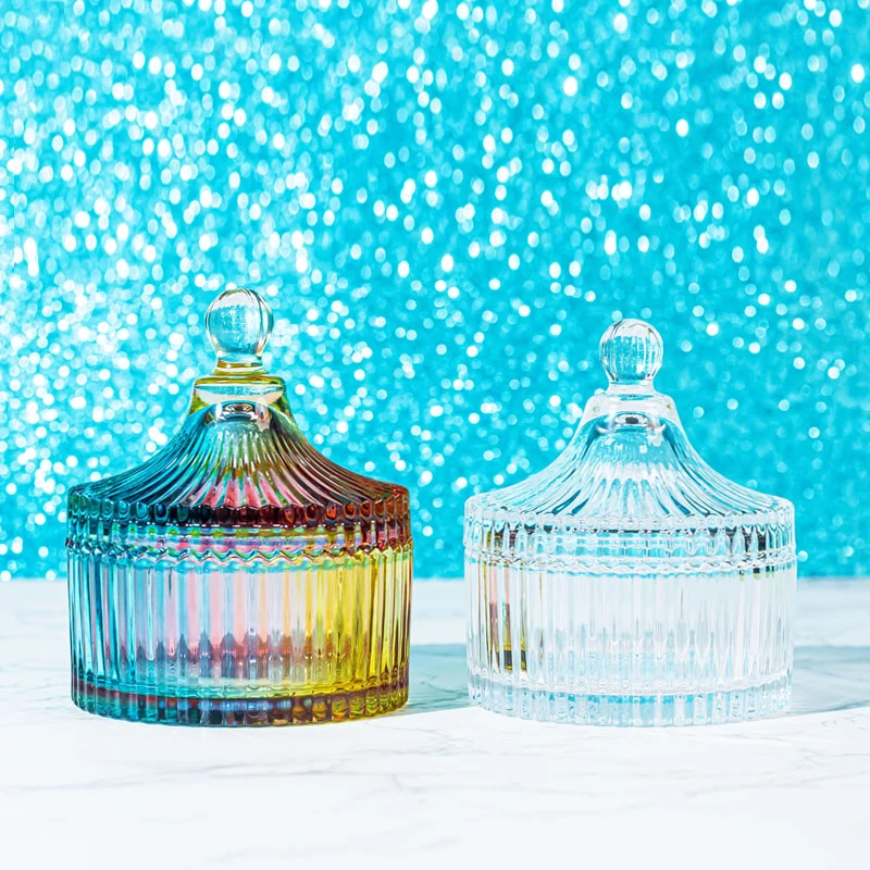 Transparent Spray Bulk Glass Candle Jar With Lid