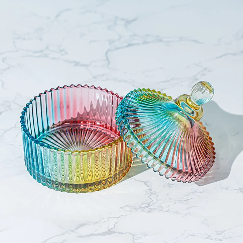 Transparent Spray Bulk Glass Candle Jar With Lid