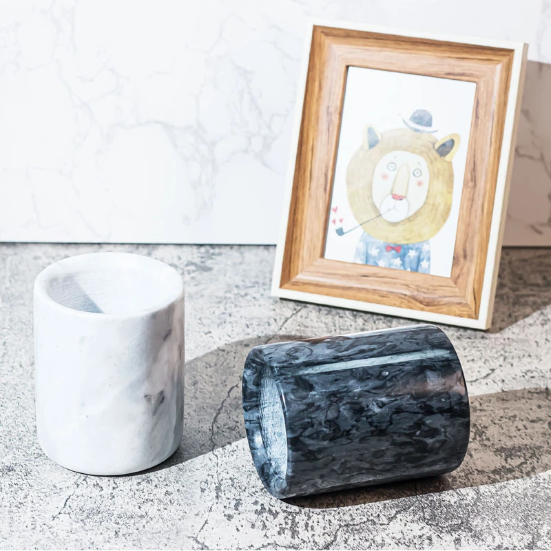 Marble Candle Holder Jar  7oz Black for Scented Candles Wholesale