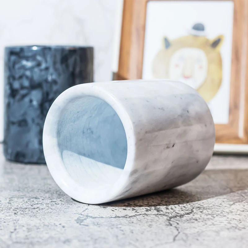 White Marble Candle Holder Jar  7oz