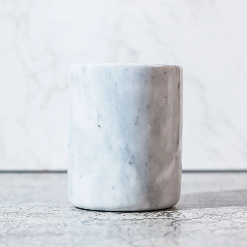 White Marble Candle Holder Jar  7oz