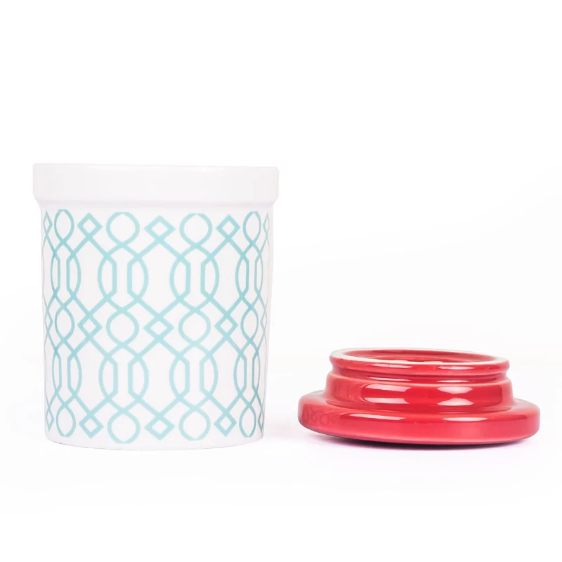 8oz Ceramic Candle Jar with Lid Spring Series Green