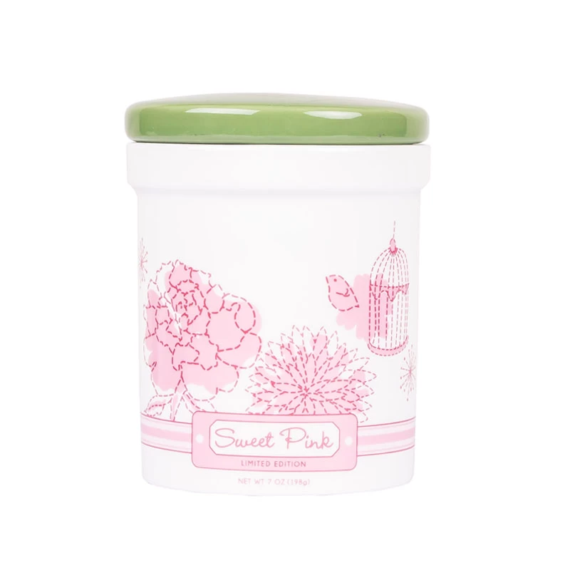 8oz Ceramic Votive Candle Holder with Lid Spring Series Pink