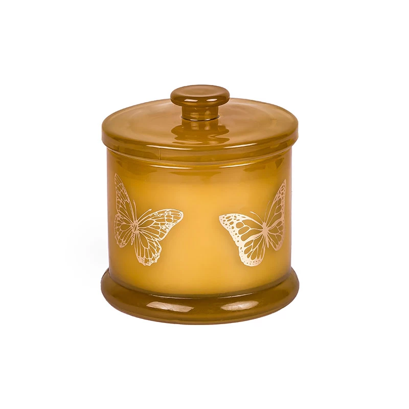 Butterfly Hot Stamping Candle Vessel Glass Jar With Lid