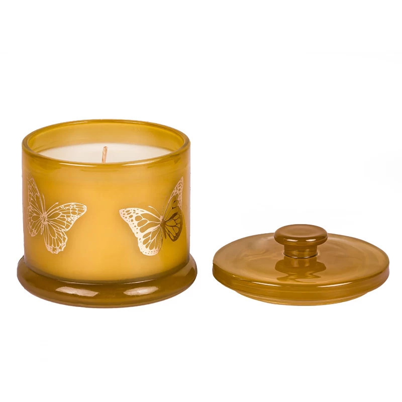 Butterfly Hot Stamping Candle Vessel Glass Jar With Lid