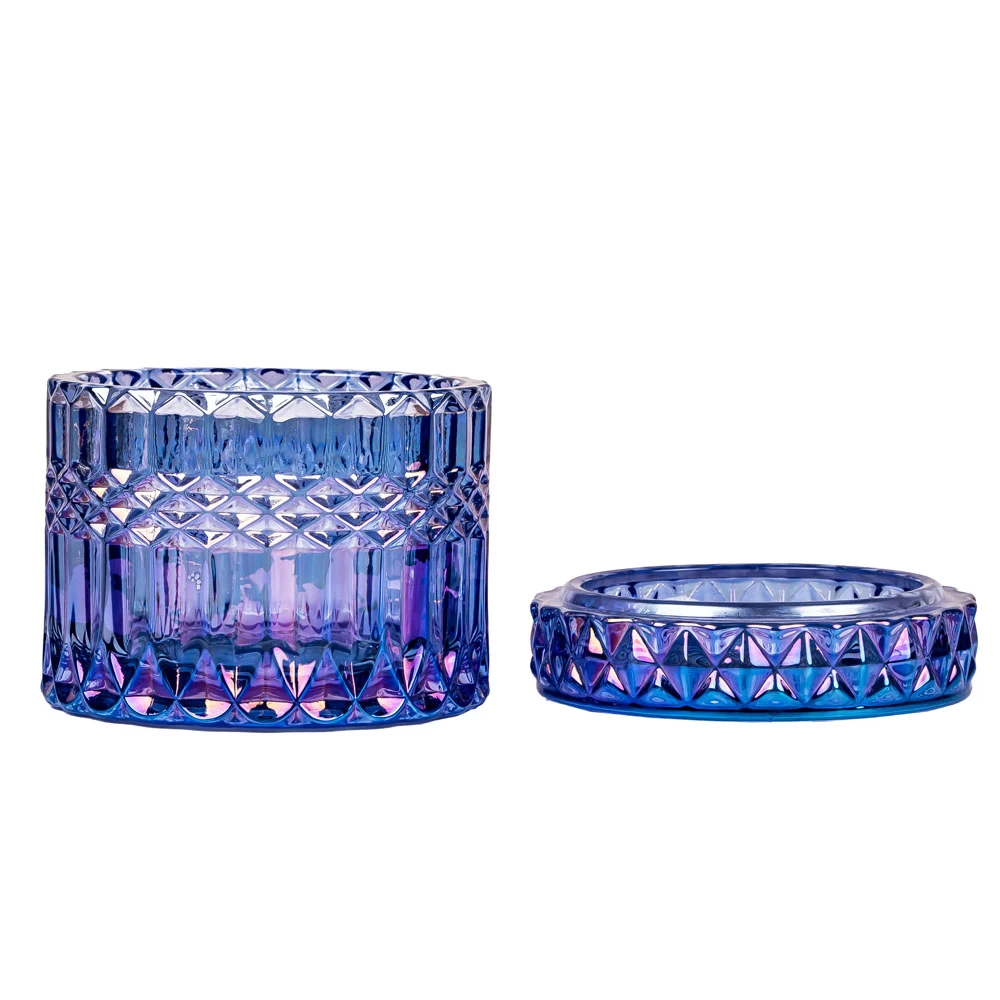 Candle Supplies Empty Glass Candle Jar with Iridescent Color Sprays for Scent Candle Apple Blue Clover