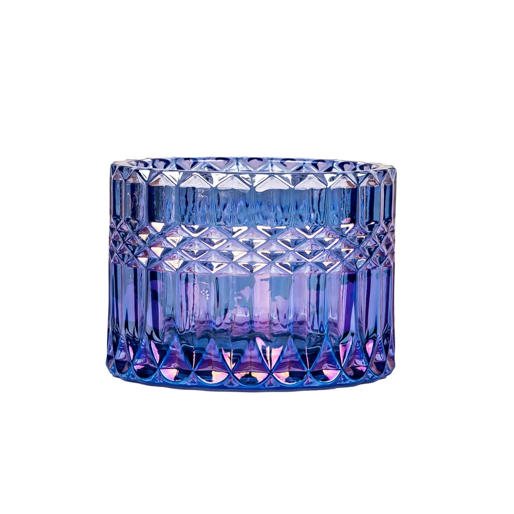Candle Supplies Empty Glass Candle Jar with Iridescent Color Sprays for Scent Candle Apple Blue Clover
