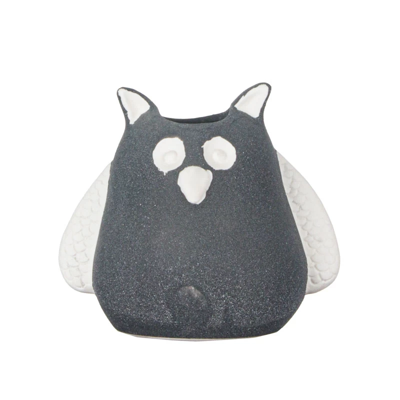 Florero de mesa de cerámica con diseño de gato para decoración rústica del hogar