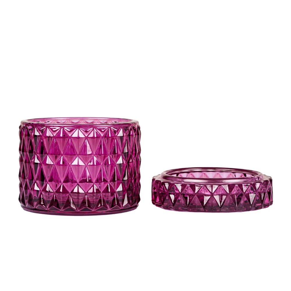 Embossment Votive Candle Jar with Lid Wholesale Santiago Huckleberry