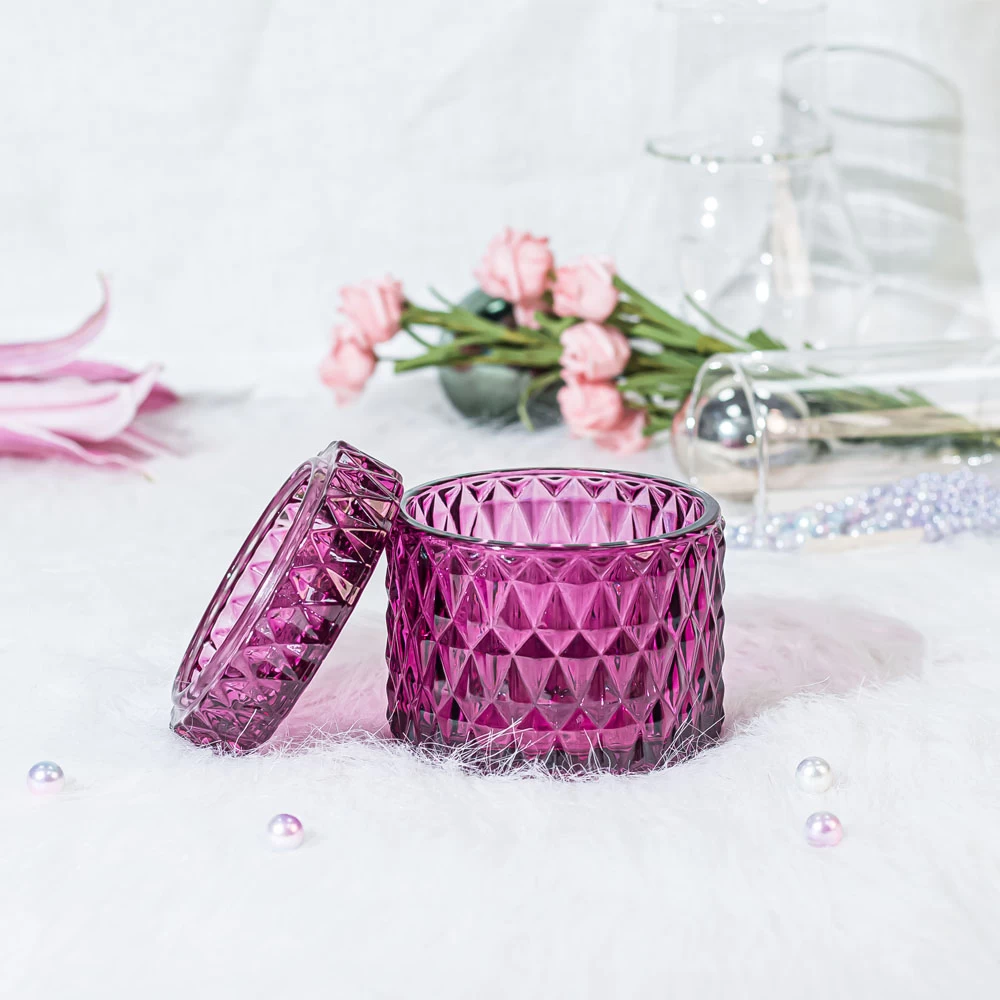 Embossment Votive Candle Jar with Lid Wholesale Santiago Huckleberry