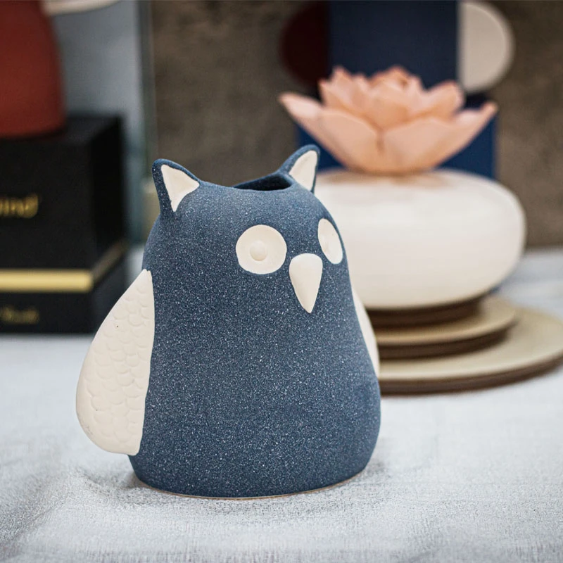 Ceramic Blue Vase For Shelf Decor