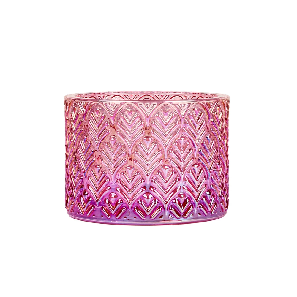 Customized Embossment Candle Holder Glass