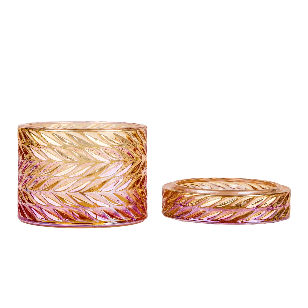 Textured Candle Glass With Lid Wholesale