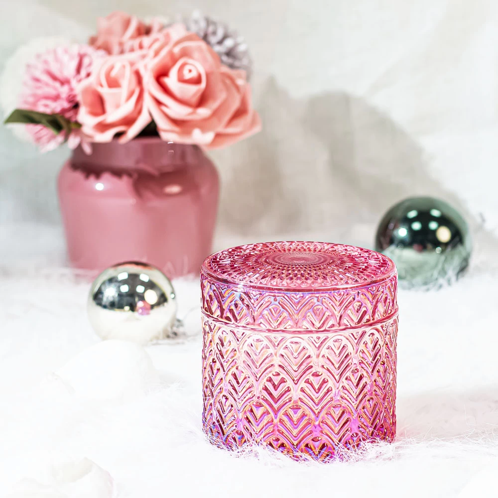 Customized Embossment Candle Holder Glass