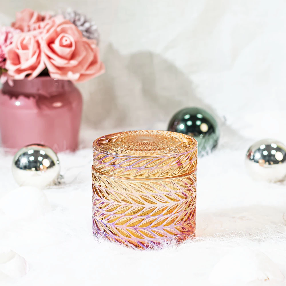 Textured Candle Glass With Lid Wholesale