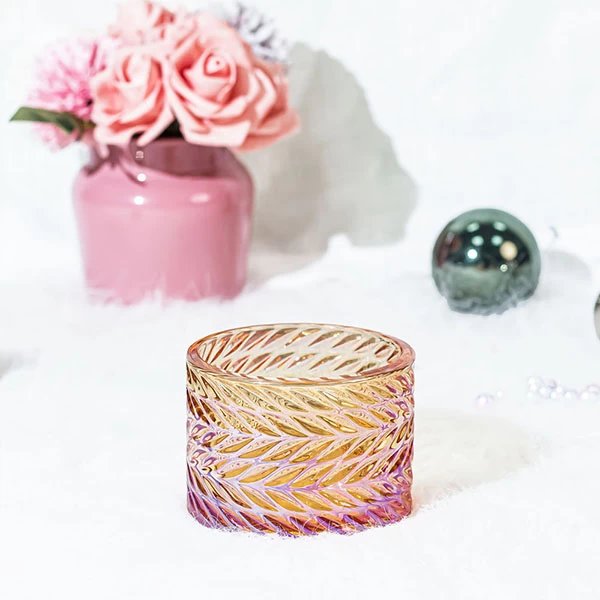embossment glass candle holder
