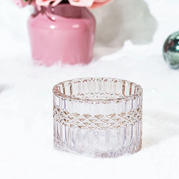embossment glass candle holder