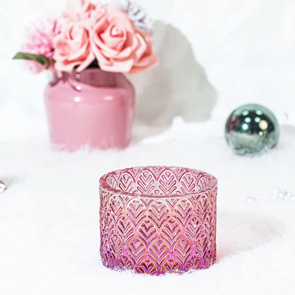 embossment glass candle holder