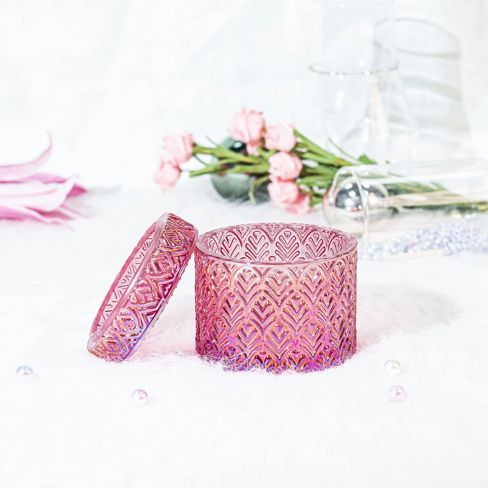 Customized Embossment Candle Holder Glass