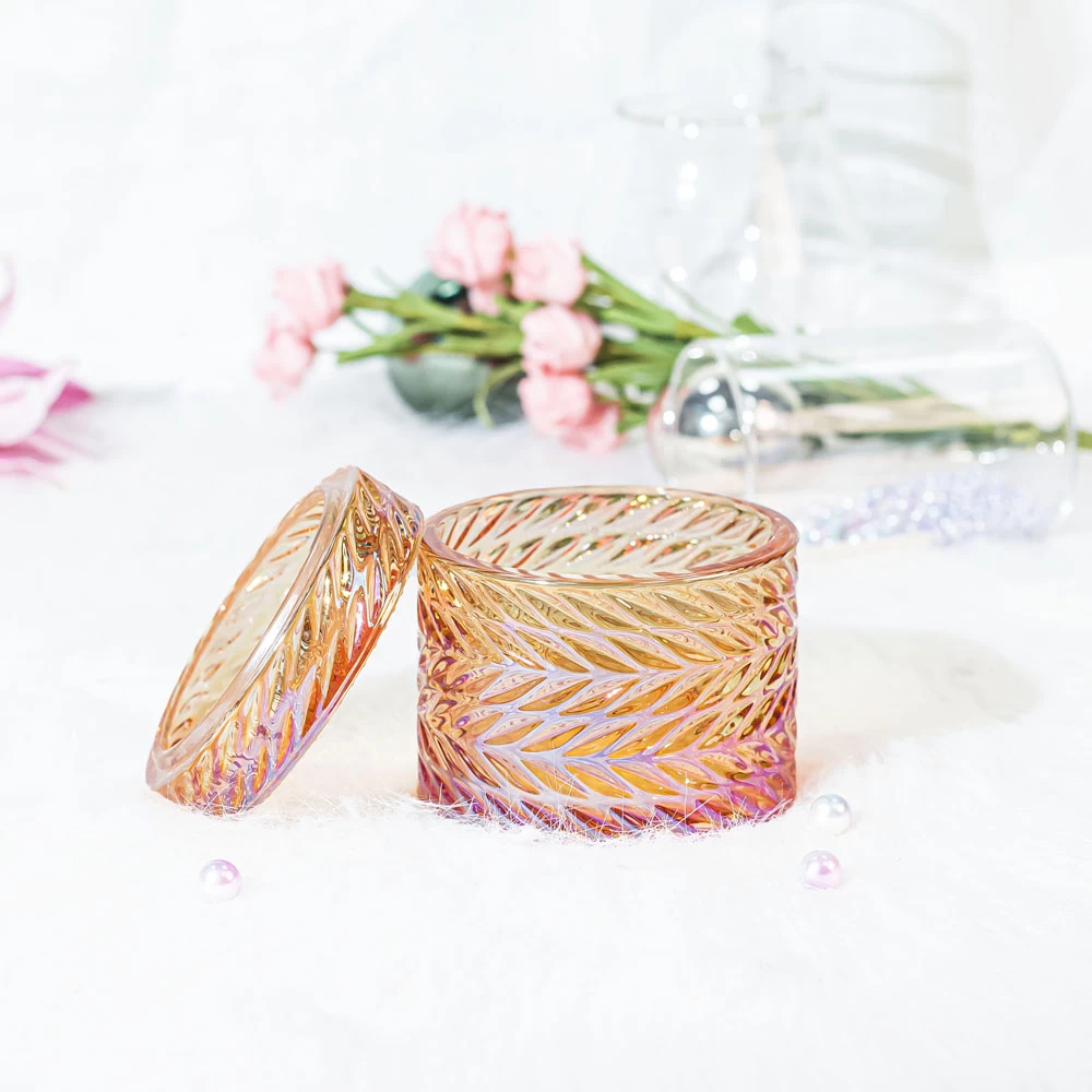 Textured Candle Glass With Lid Wholesale