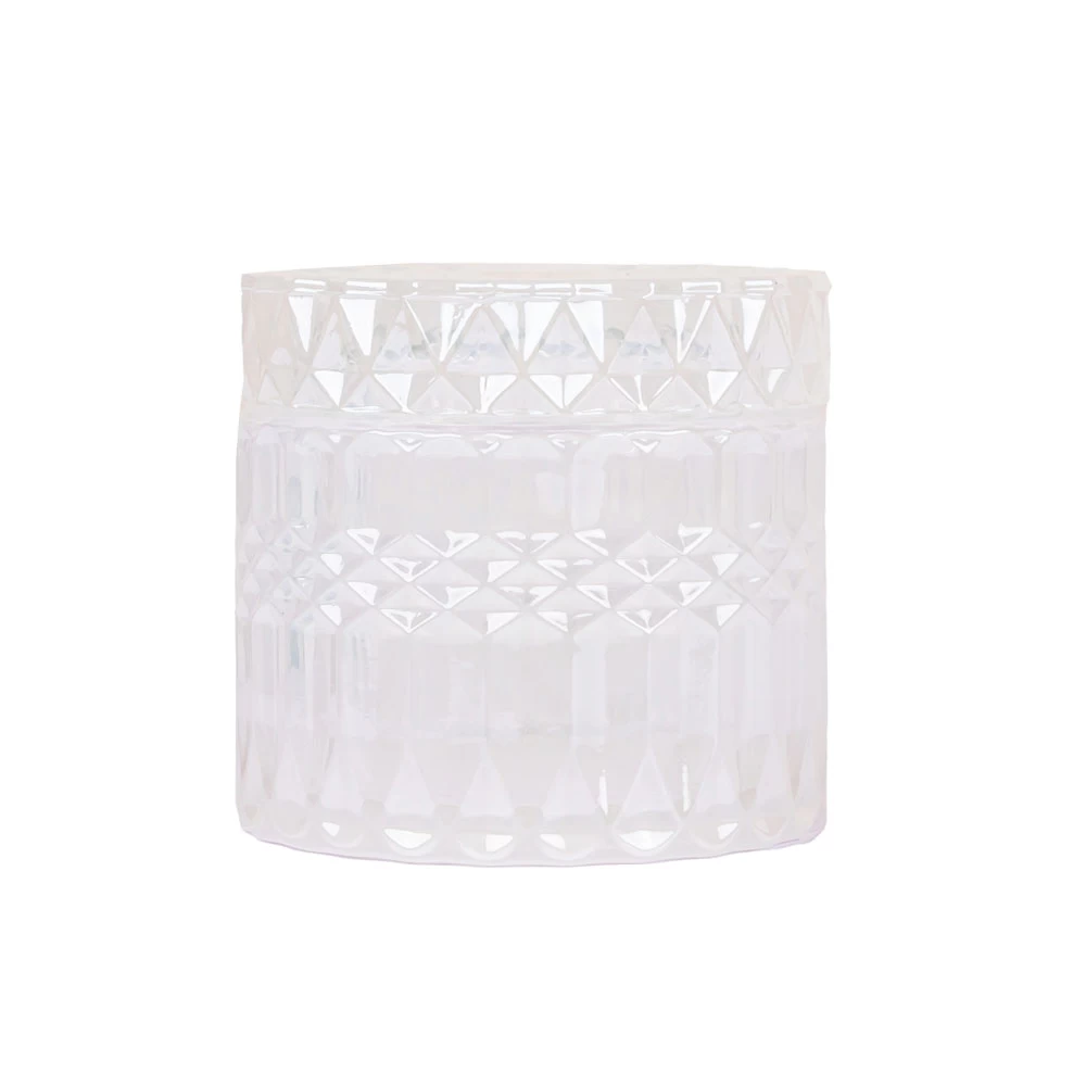 Sparkling Milk White Glass Jar With Matching Lid For Soy Wax Candles