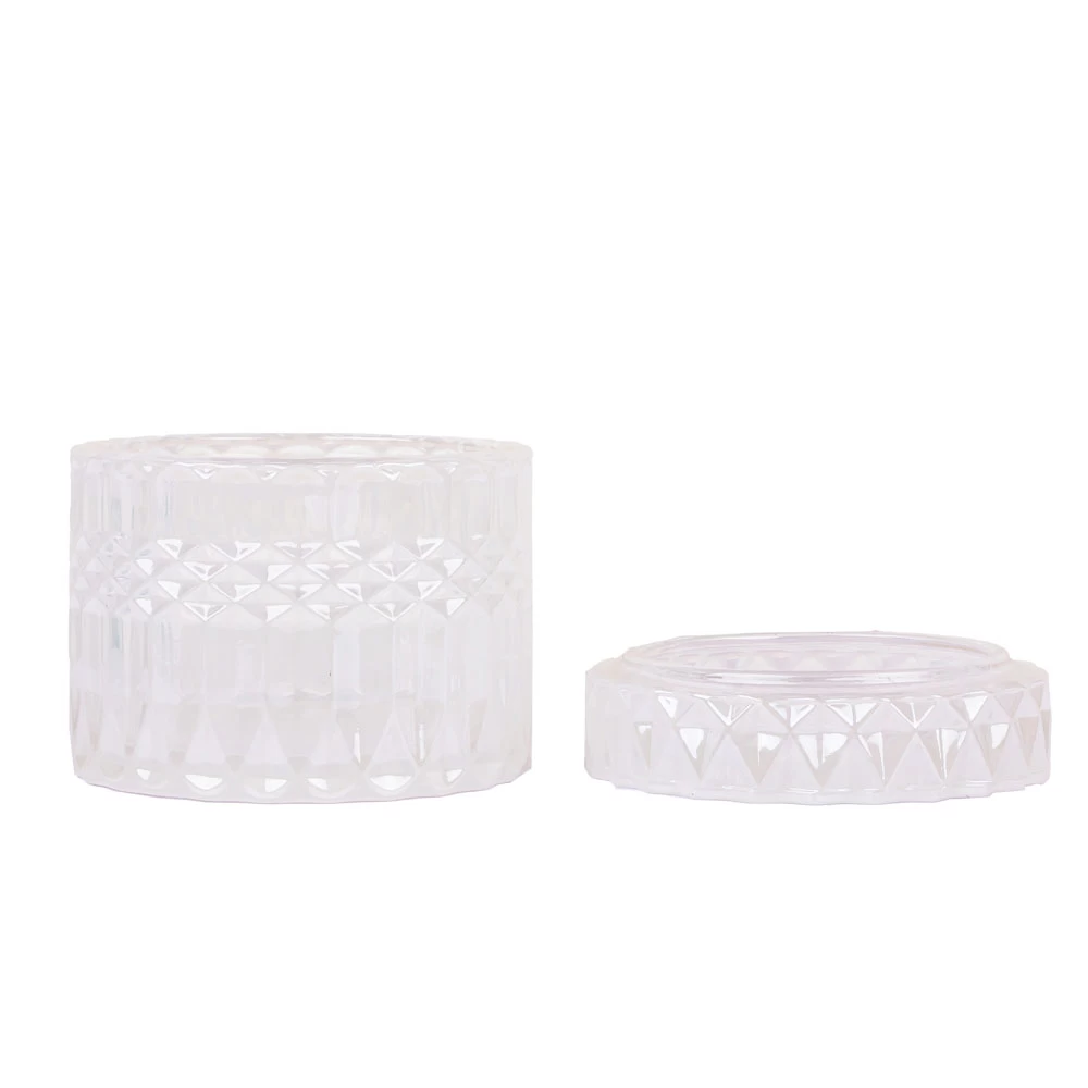 Sparkling Milk White Glass Jar With Matching Lid For Soy Wax Candles
