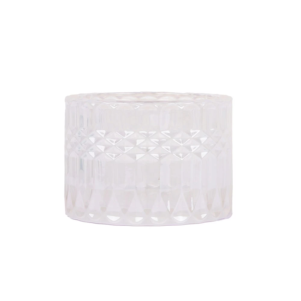 Sparkling Milk White Glass Jar With Matching Lid For Soy Wax Candles