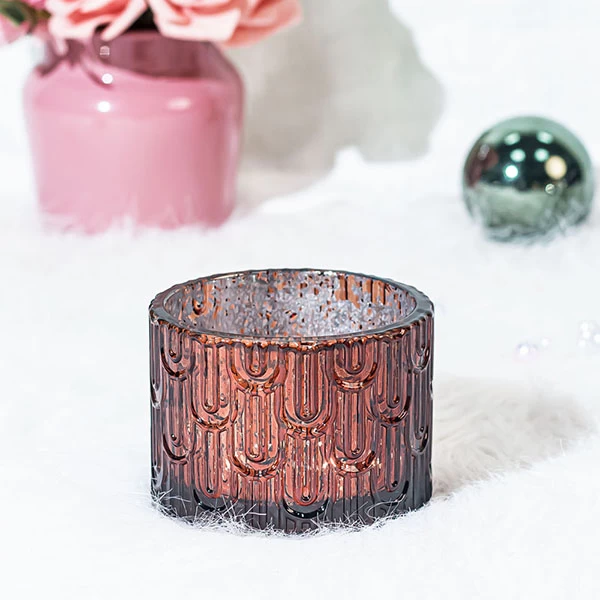 embossment glass candle holder