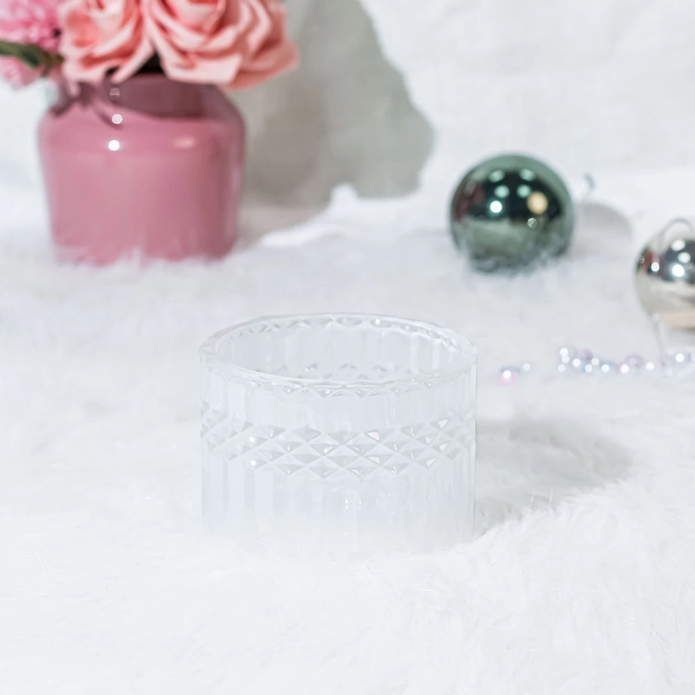 Sparkling Milk White Glass Jar With Matching Lid For Soy Wax Candles