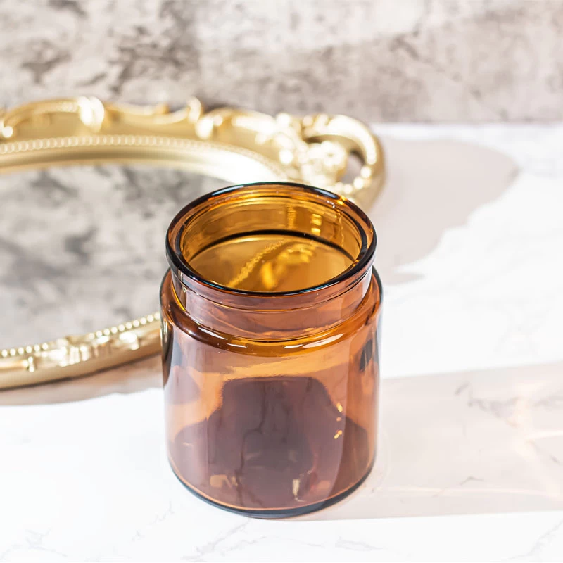 Empty Amber Glass Candle Jar For Scented Candles