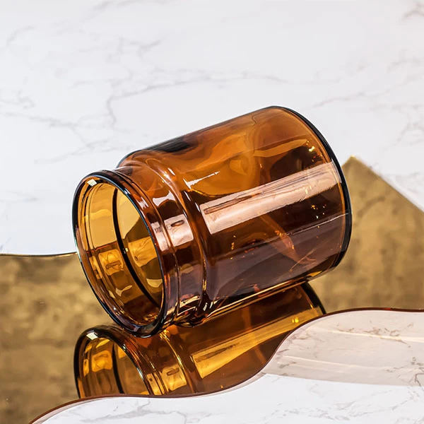 amber glass candle holder