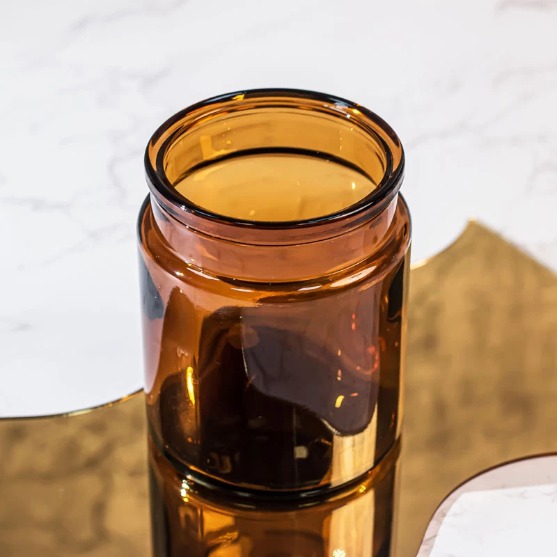 Empty Amber Glass Candle Jar For Scented Candles