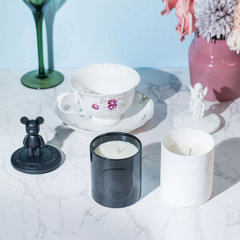 5oz Ceramic Votive Candle Jar With Lid Black Gloomy Bear