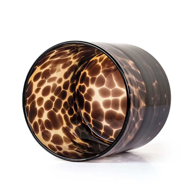 Leopard Spotted Brown Black Candle Container For Soy Wax