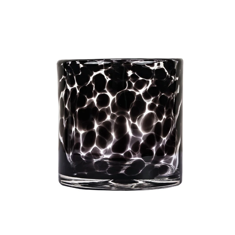 Leopard Spotted Smoke Black Glass Votive Tealight Candle Holders For Modern Home Decor
