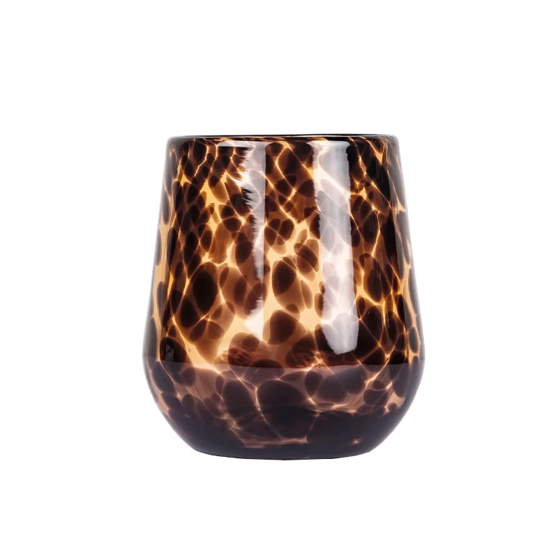 Animal Print Handmade Wine Glass 11oz Candle Holder