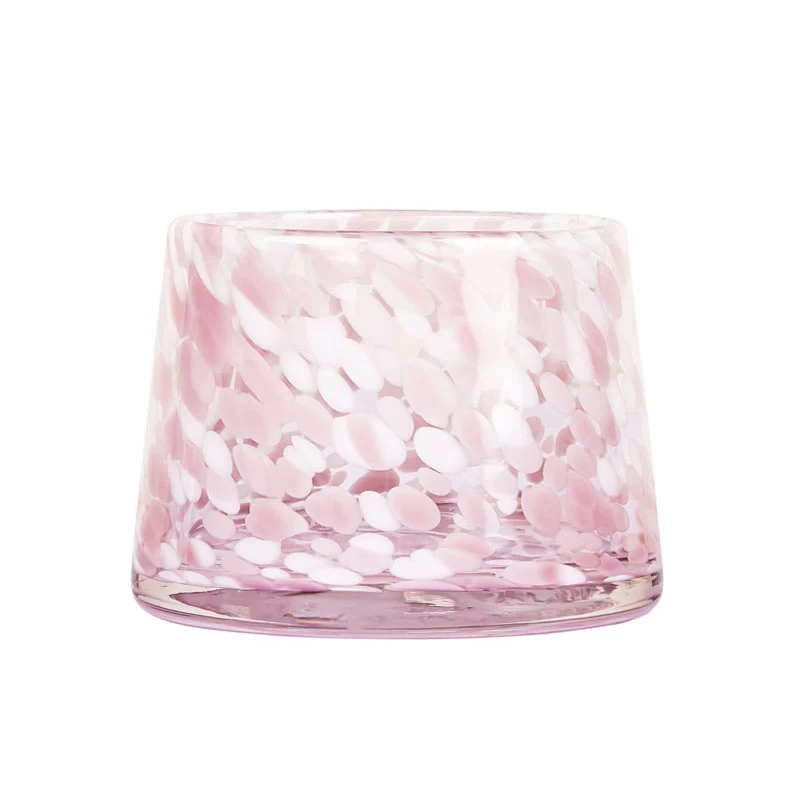 Luxury Handmade 9oz Glass Jar For Candles Making Pink Spotted