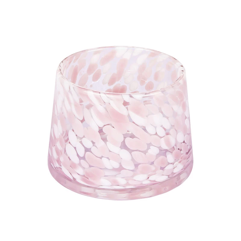 Luxury Handmade 9oz Glass Jar For Candles Making Pink Spotted