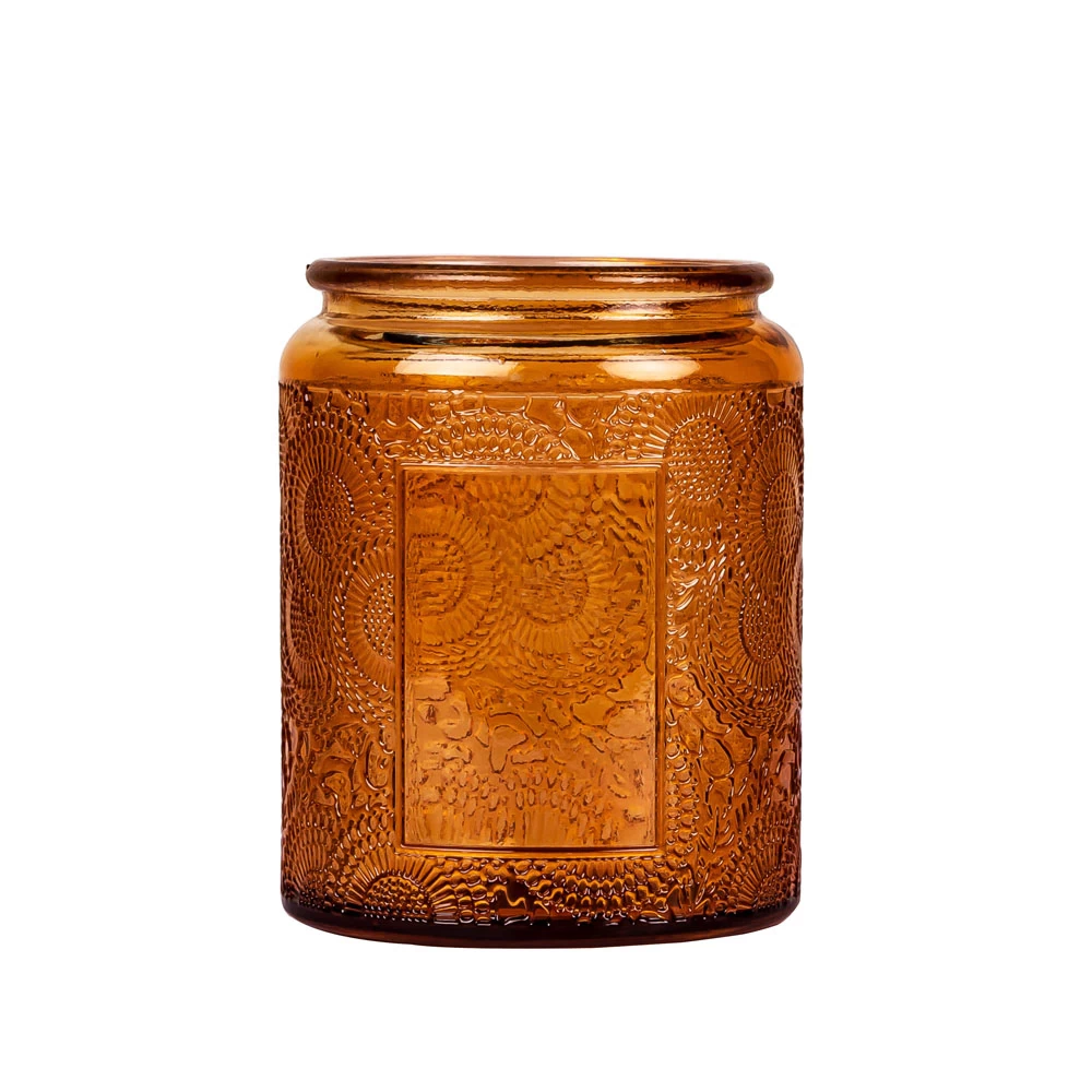 Amber Apothecary Candle Jar with Tin Lid for Scented Candles