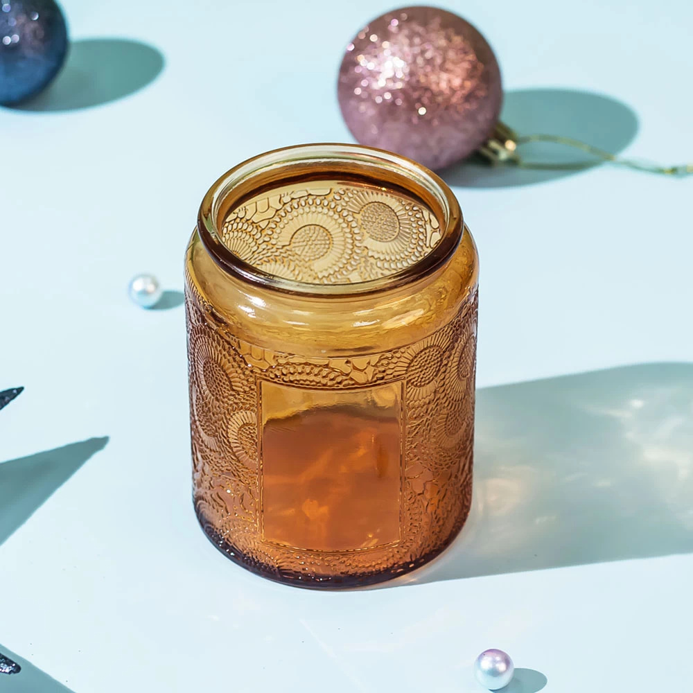 Amber Apothecary Candle Jar with Tin Lid for Scented Candles