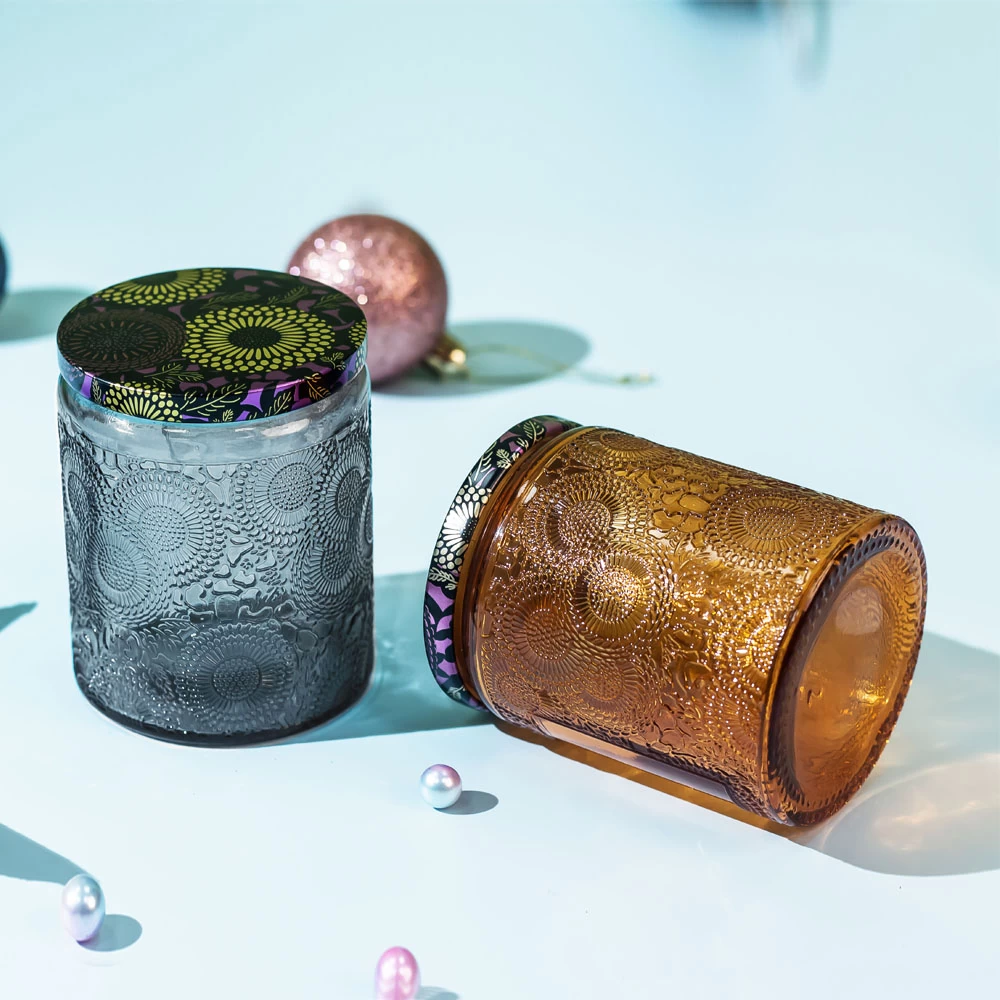 Amber Apothecary Candle Jar with Tin Lid for Scented Candles